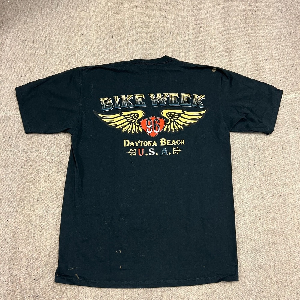 Vintage Bike Week Shirt Mens Large Black 1990s Free Spirit Daytona Beach‎ - Picture 3 of 8